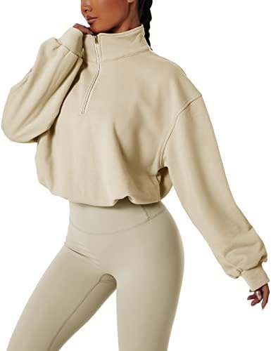 DQBeng ženska polovica zip pulover dugih rukava s dugim rukavima od labav vježbanja atletski gornji dijelovi