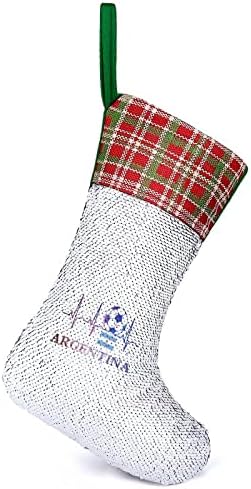 Argentinska zastava fudbalska božićna čarapa sa blistavim treniranjem Blingbling Sequin Xmas Holiday kamin