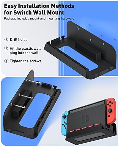 Zaonool zidni nosač za Nintendo Switch i Switch OLED, komplet za montažu na zidni stalak za police sa 5