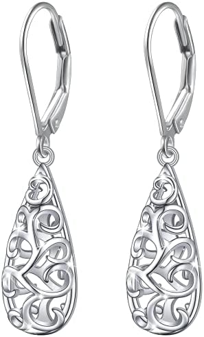 Teardrop filigranski Dangle Drop Leverback naušnice od srebra nakit pokloni za žene