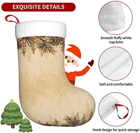 Yilequan 18 inča Božićne čarape Klasične čarape, Bor Cone Grubovi, za obiteljski odmor Božićni ukrasi