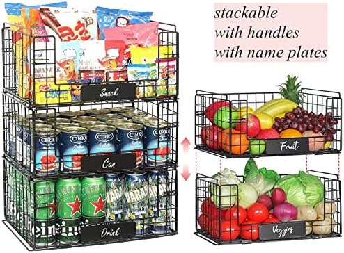 Jksmart 3 pakovanje XXL žičane korpe sa ručkama za odlaganje i organizaciju ostave, korpa za voće i povrće