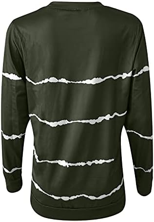 T majice za žene Jesen Trendi pruge Štampanje s dugim rukavima Crewneck pulover dukserice labavi bluza