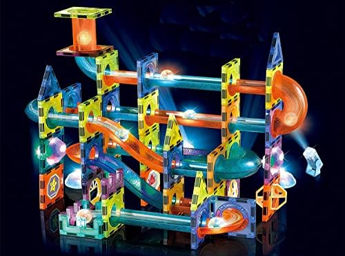 TIDO Igračke 110 kom Manet magnetske zgrade Blok pločica Toiy set sa mramorom Pokrenite svjetlo u gore kotrljajućih