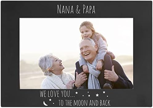 Nana & Papa volimo te na Mjesec i nazad-anodiziranog aluminija metal visi/stola personalizovana grupa Family Photo odgovara 4x6 pejzaž slika običaj crni okvir