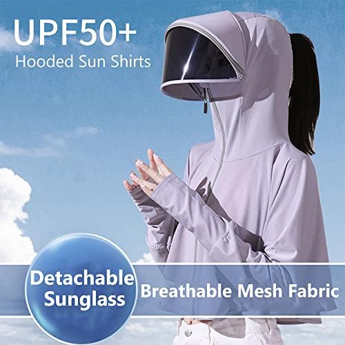 Nawvyis Women UPF 50+ Zaštita od sunca Zip Jakna sa dugim rukavima Prozračna majica za sunčanje Pješačenje